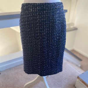 J Crew blue tweed pencil skirt- size 8